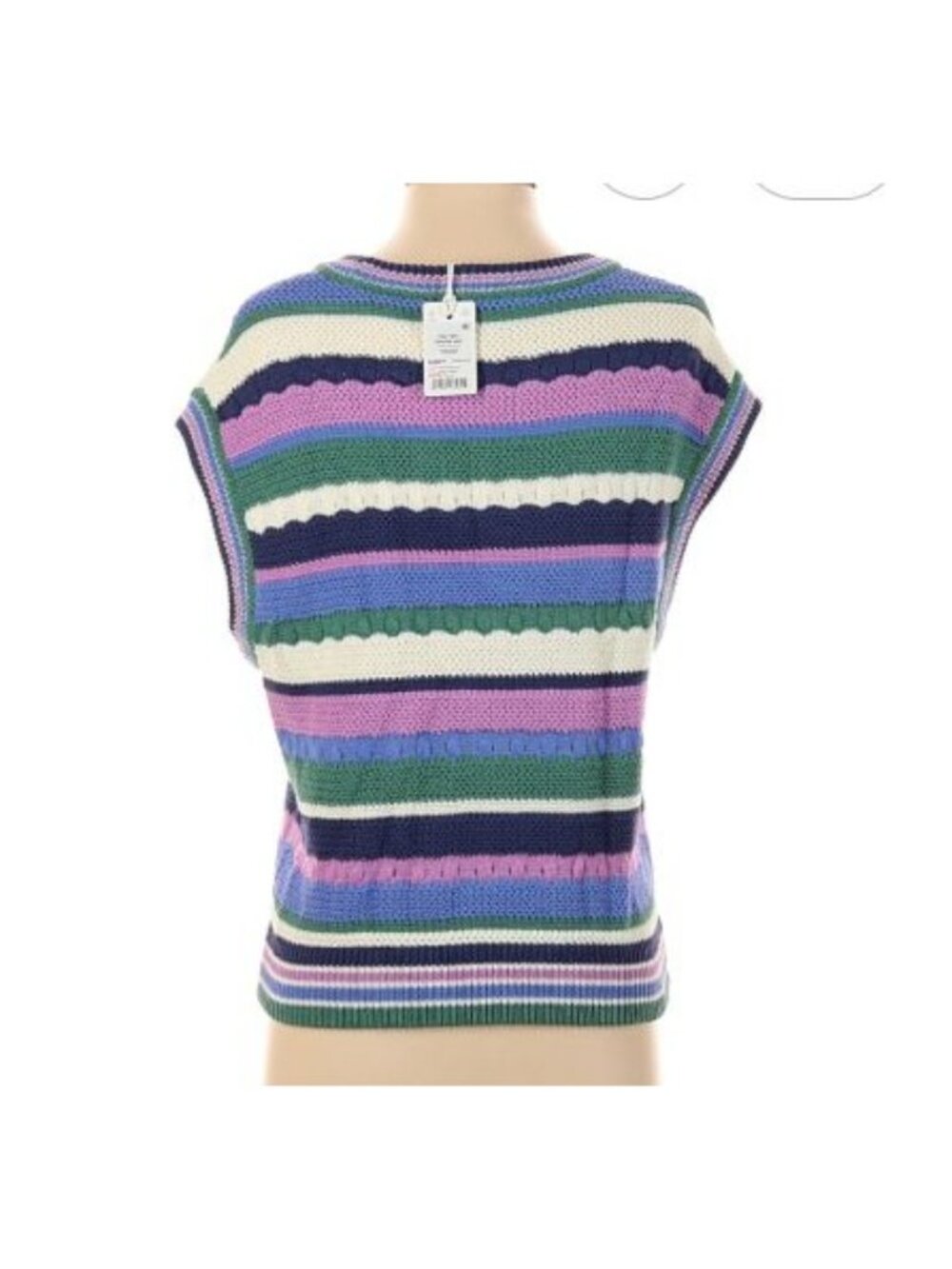Marine Layer Rory Crochet Vest Cool Stripe Sleeveless Top Knitwear Small NWT - Picture 5 of 15